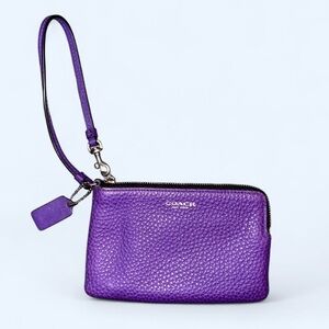 VINTAGE COACH Small Wristlet in Colorblock Purple Pebble Leather